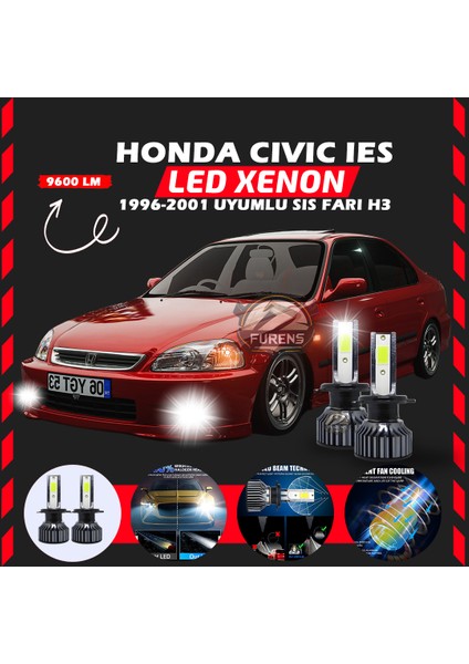 Honda Civic Ies 1996-2001 Sis Farı Uyumlu Şimşek Etkili LED Xenon Pro Series H3