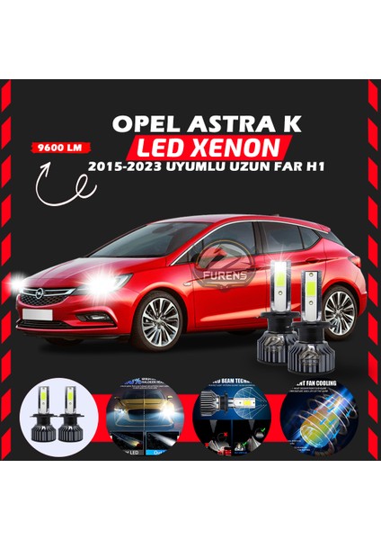 Opel Astra K 2015-2023 Uzun Far Uyumlu Şimşek Etkili LED Xenon Pro Series H1