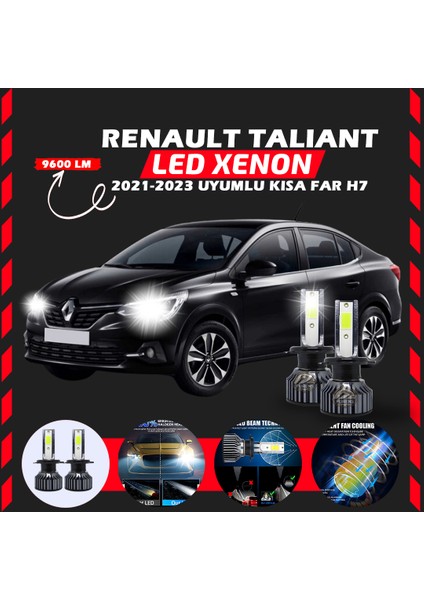 Renault Taliant 2021-2023 Kısa Far Uyumlu Şimşek Etkili LED Xenon Pro Series H7