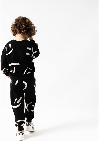 Fırçalı Özel Kumaş Gülücük Baskılı Unitex çocuk takım - Siyah fiyatları