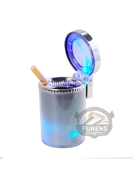 Araç Içi Küllük LED Işıklı 7 Renkli Rgb Lüx Tip Kapaklı Araba Küllüğü