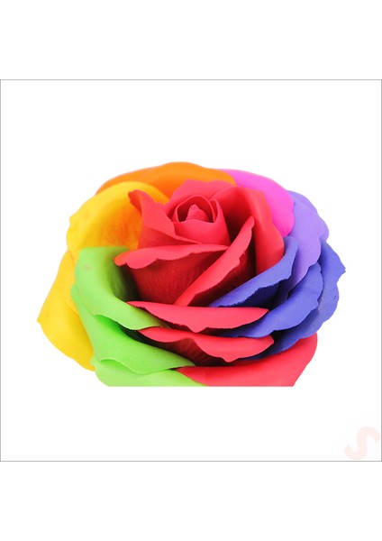 Yapay Çiçek, Gökkuşağı 7 / 8 cm Sabun Gül Kafası - 1 Adet