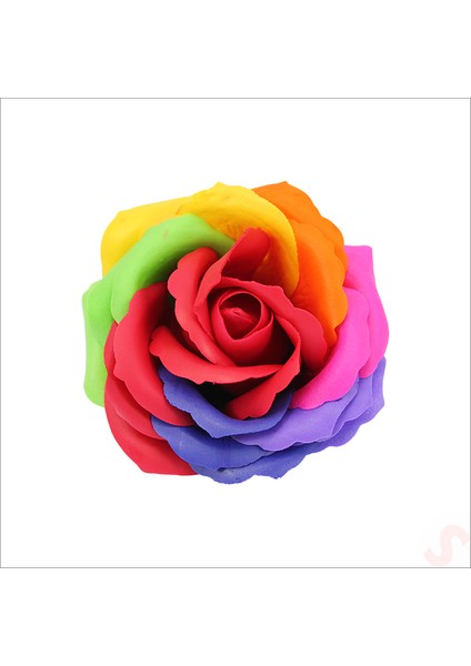 Yapay Çiçek, Gökkuşağı 7 / 8 cm Sabun Gül Kafası - 1 Adet
