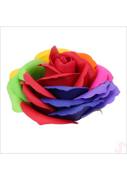 Yapay Çiçek, Gökkuşağı 7 / 8 cm Sabun Gül Kafası - 1 Adet