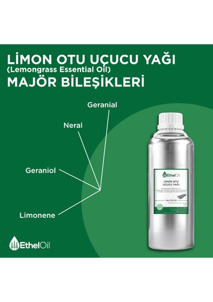 Limon Otu Uçucu Yağı - Etheloil - 1 kg Saf ve Doğal Uçucu Yağ - Üretici Firma