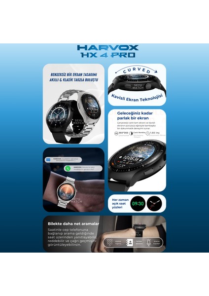 Watch Hx-4 Pro Harvox Akıllı Saat Iphone ve Android Tüm Telefonlara Uyumlu