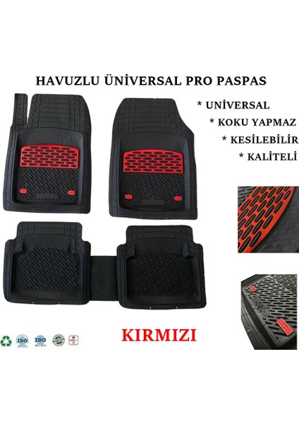 Renault Clio 2 Hb 2000 Havuzlu Üniversal Maxi Paspas Siyah - Kırmızı