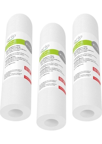 K100 Polipropilen 5 Mikron Tortu Filtresi (10” Inç) 3'lü Set