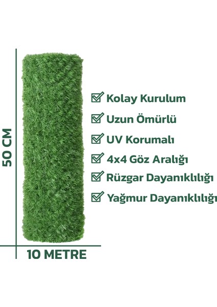 ÇİT SİSTEMLERİ 1 ADET 10 METRE ÇİM ÇİT VE 5 ADET PANEL ÇİT DİREĞİ YEŞİL AKSESUARLAR DAHİL