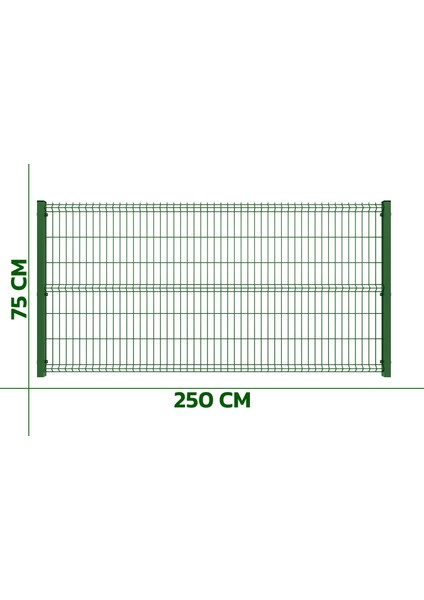 Çit Sistemleri 8 Adet 75X250 cm Çit Teli - 8 Adet Panel Çit Direği 75CM Takım Antrasit-Yeşil