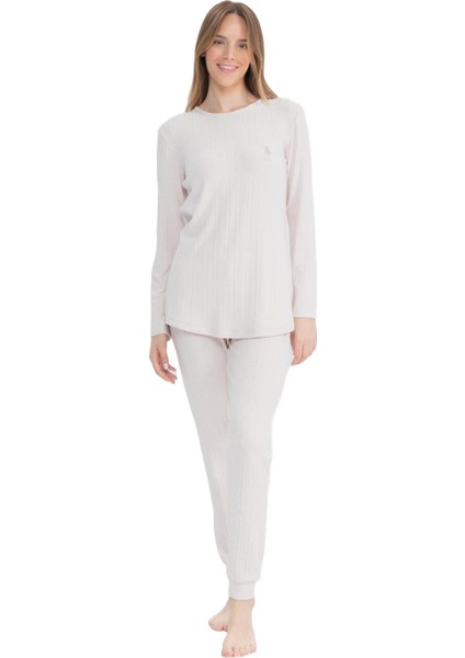 17089 Kadın Yuvarlak Yaka Pijama Takımı