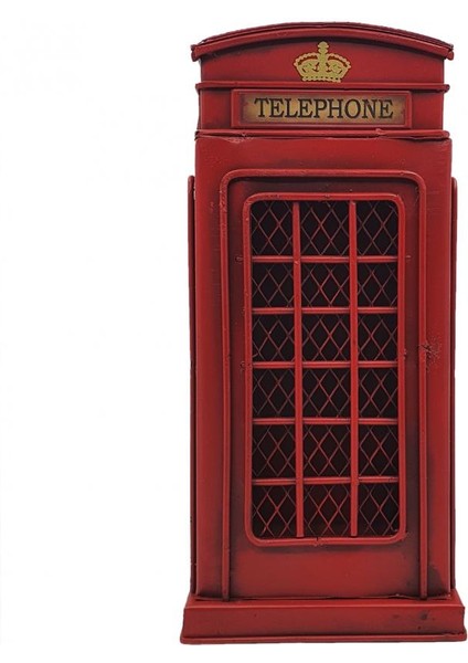 Londra Telefon Kulübesi Görünümlü Dekoratif Metal Kumbara