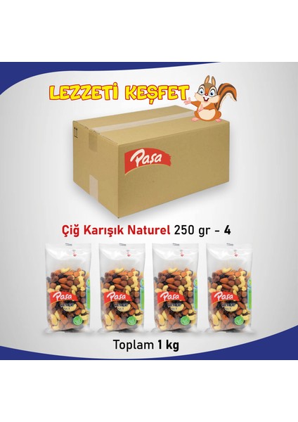 Paşa Kuruyemiş Çiğ Karışık Naturel Kuruyemiş 250 gr x 4 Adet (1 kg Toplam)