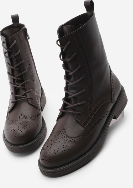 Kadın Bağcıklı Ve Fermuarlı Çiftyüz Günlük Postal Bot Lidan Kahve