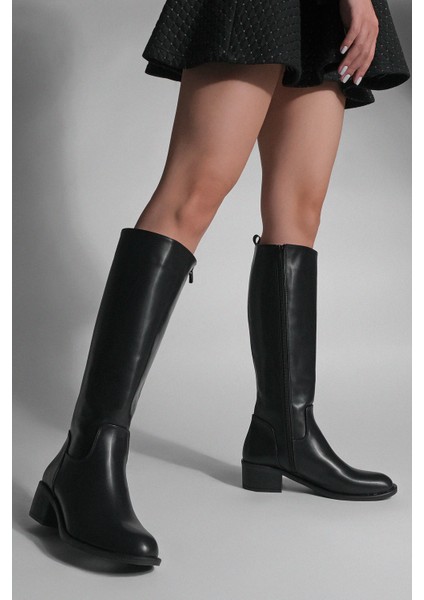 Kadın Yandan Fermuarlı Topuklu Çizme Levarin Siyah fiyatları