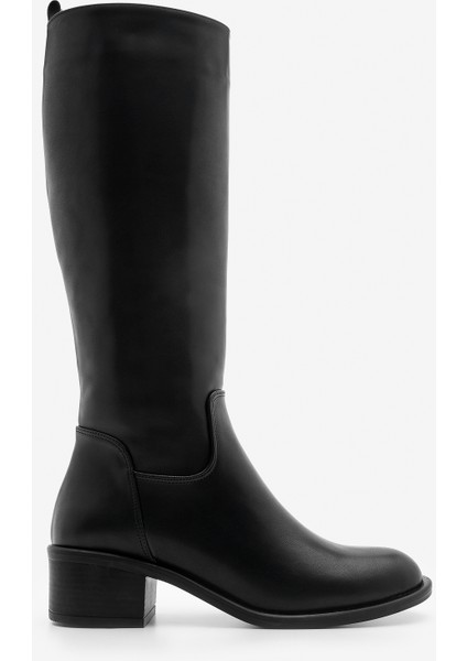 Kadın Yandan Fermuarlı Topuklu Çizme Levarin Siyah modelleri