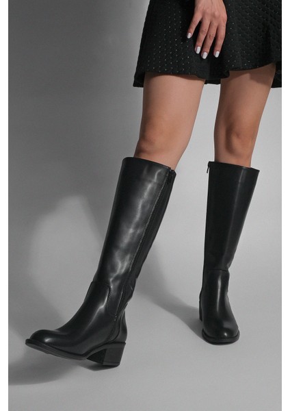 Kadın Yandan Fermuarlı Topuklu Çizme Levarin Siyah fırsatları