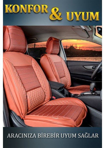 honda Accord Lüx Deri Oto Koltuk Kılıfı Ön Arka Takım Elit Serisi Tarçın