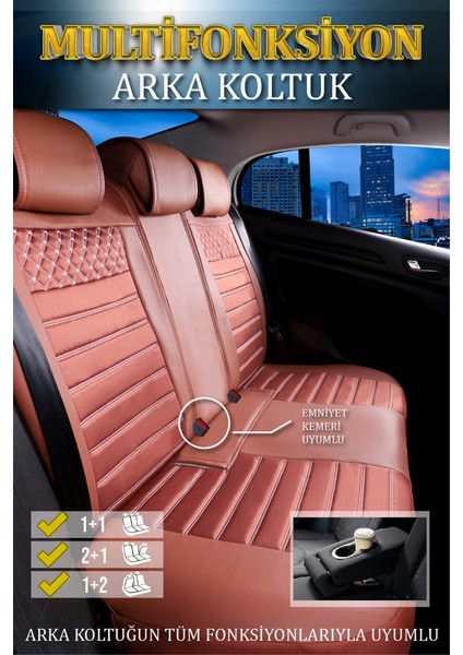 honda Accord Lüx Deri Oto Koltuk Kılıfı Ön Arka Takım Elit Serisi Tarçın