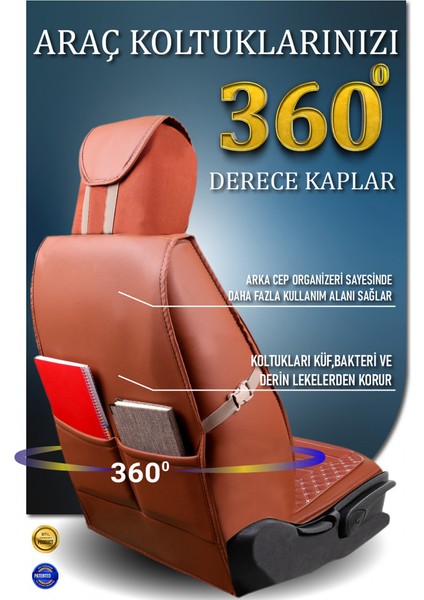 peugeot 306 Lüx Deri Oto Koltuk Kılıfı Ön Arka Takım Elit Serisi Tarçın