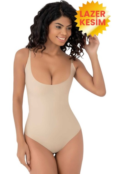 Kadın Lazer Kesim Iz Yapmaz Göğüs Destekli Askılı Toparlayıcı Body Slip Korse