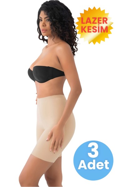 Kadın Dikişsiz Toparlayıcı Lazer Kesim Paçalı Korse 3'lü Set