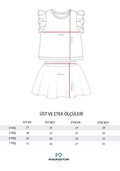 Kolu Fırfırlı Tütü Etekli 4-7 Yaş 2' Li Takım