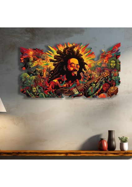 Steel Art Dec Bob Marley'nin Renkli Dünyası - Metal Tablo