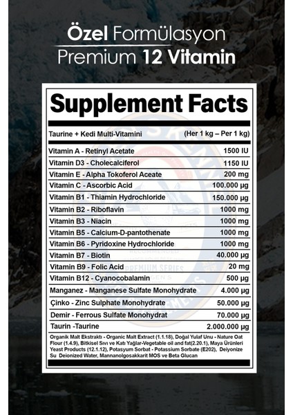 Taurine Doğal Kedi Multivitamini Premium 12 Supreme Vitamin Ile Güçlü Sağlık Sistemi