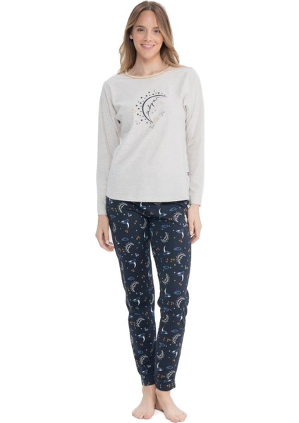 17118 Kadın Yuvarlak Yaka Pijama Takımı