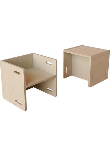 Montessori Box Koltuk - Yükseklik Ayarlı - Çok Amaçlı - Etkinlik Koltuk - 2-6 Yaş Çocuk - Plywood