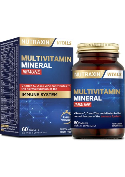 Multivitamin Mineral Immune Complex 60 Tbl - Magnezyum, C, D, Zinc, Demir, B12, Kolin, Iyot