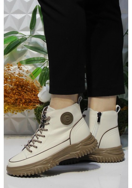 Fort Guja 24K310-13 Bej Ürün Yumuşak Esnek Kaymaz Taban Kadın Bot modelleri