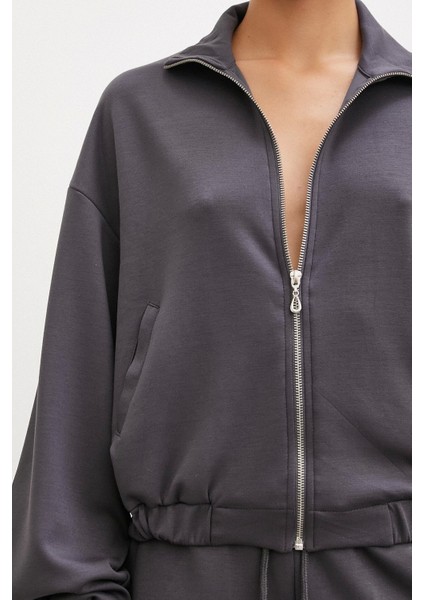 Fermuarlı Sweatshirt Füme modelleri