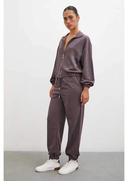 Fermuarlı Sweatshirt Kahve indirimleri