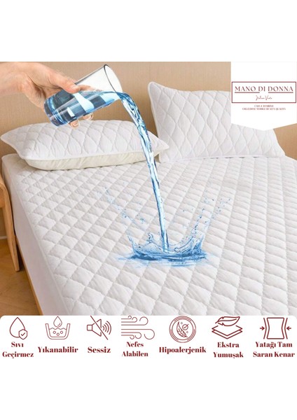 Tek/Çift Kişilik Kapitone Fitted Full Kenar Sıvı Geçirmez Yatak Koruyucu Alez