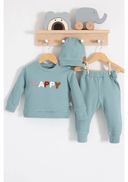 Happy Nakışlı 2'li Pamuklu Erkek Bebek Takım