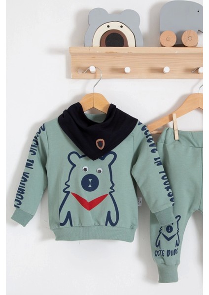 Oynar Gözlü Fularlı 3'lü Erkek Bebek Takımı fiyatları