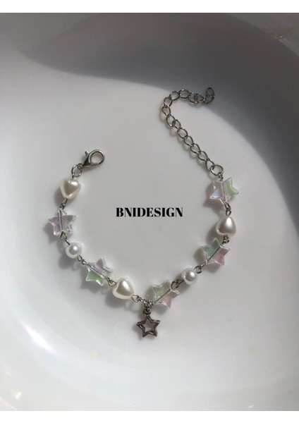 Bright Girl Fairycore Y2K Coquette Pinterest Tarzı Inci Yıldız Hologramlı Kadın Bileklik fiyatları