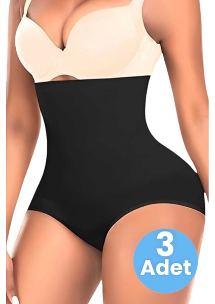 Kadın Toparlayıcı Dikişsiz Yüksek Bel Slip Korse 3'lü Set
