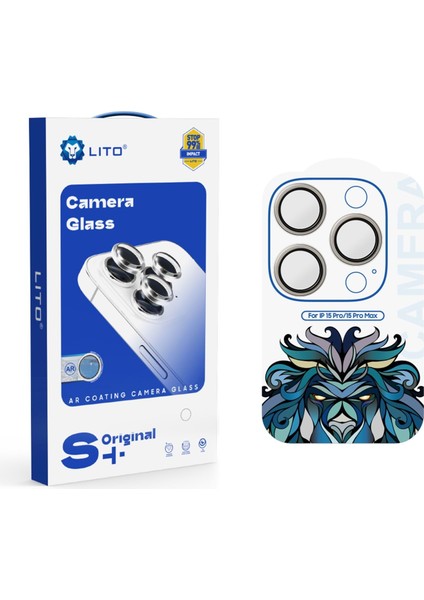 S+Anti-Reflective Apple iPhone 15 Pro/15 Pro Max Kamera Koruyucu Natural Titanium