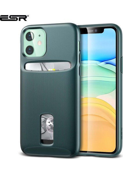 iPhone 11 Kılıf,wallet Armor-Pine Green