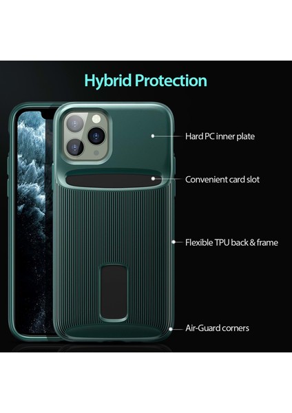 iPhone 11 Pro Kılıf,wallet Armor-Pine Green