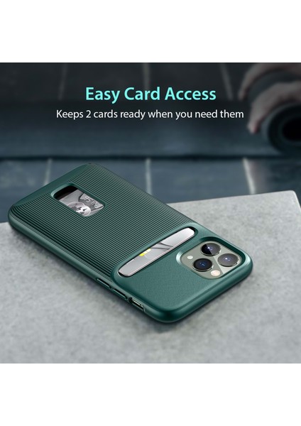 iPhone 11 Pro Kılıf,wallet Armor-Pine Green