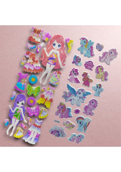 2'li Renkli  Bebek Giydirme ve Pony Sticker