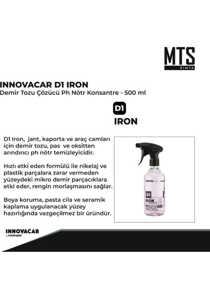 Innovacar D1 Iron - Ph Nötr Demir Tozu Temizleyici - 500ML