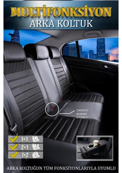 honda Accord Lüx Deri Oto Koltuk Kılıfı Ön Arka Takım Elit Serisi Tam Siyah