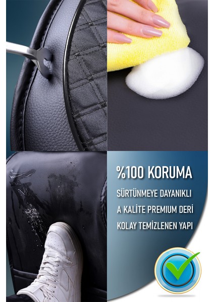 honda Accord Lüx Deri Oto Koltuk Kılıfı Ön Arka Takım Elit Serisi Tam Siyah