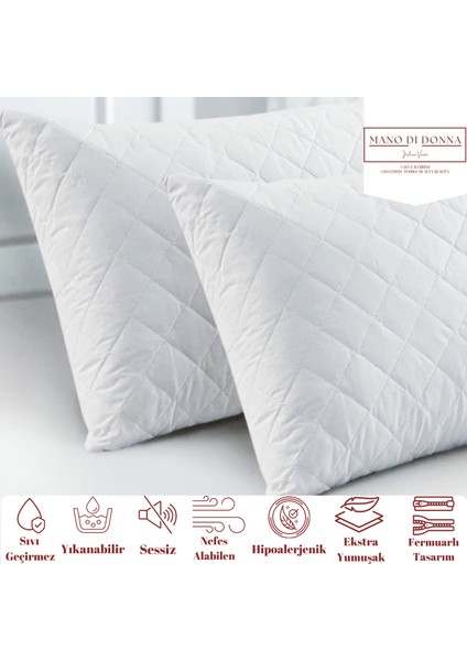Kapitone Sıvı Geçirmez Yastık Koruyucu Alez 2li Set 50x70cm