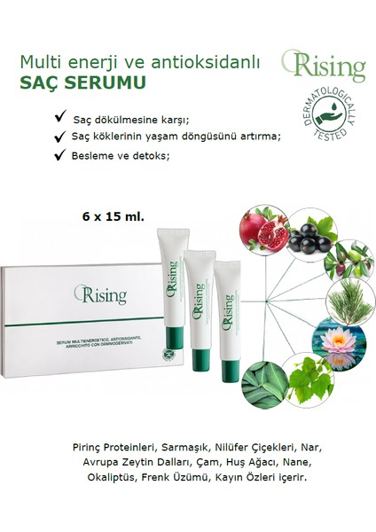 Multi-Tonic, Antioxidant ve Saç Dökülmesine Karşı Saç Serumu, 6 x 15 Ml.